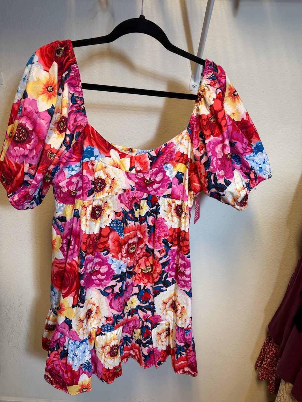 Buddy Love Floral Puff-Sleeve Tunic - Pink, Red & Yellow